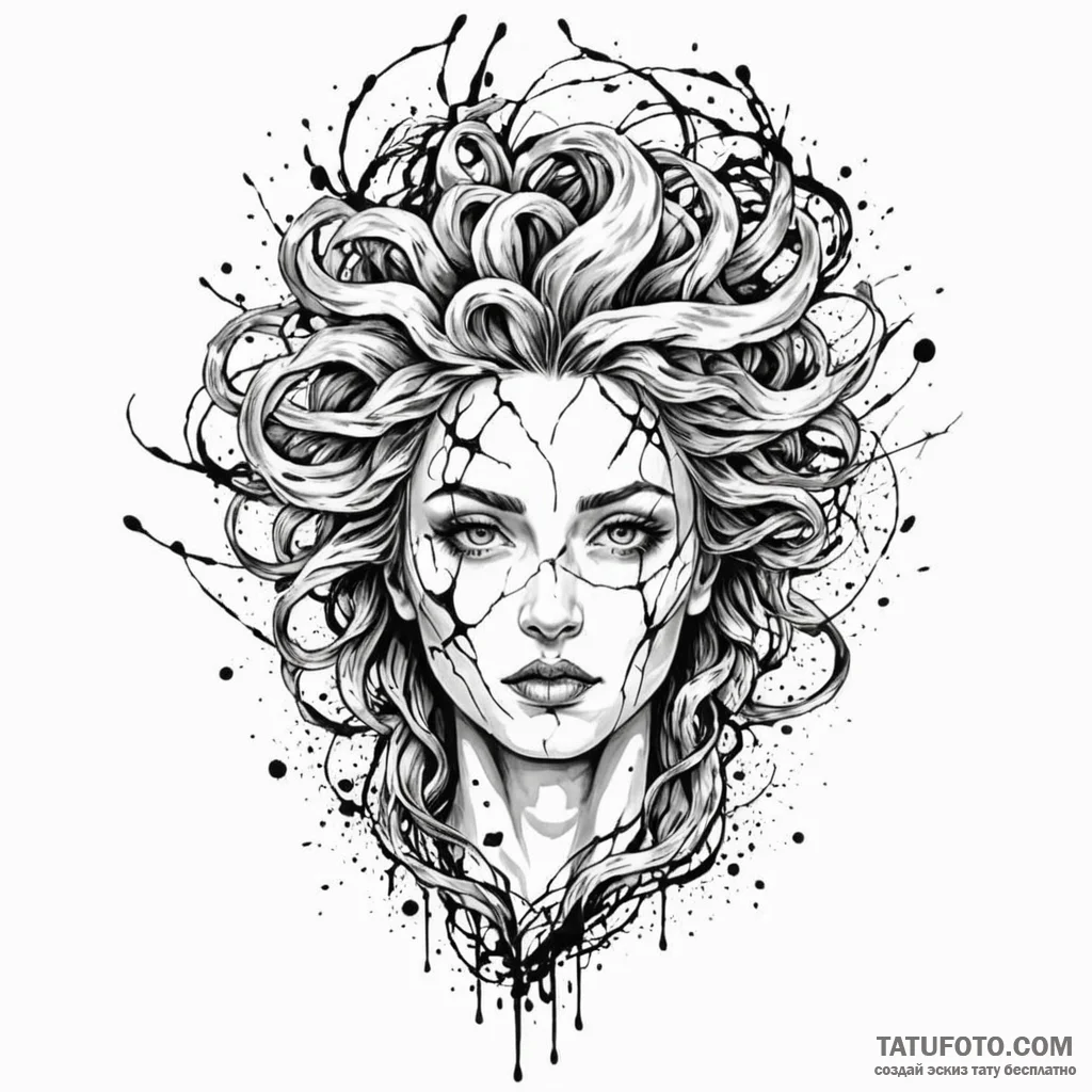 The goddess of madness, mania, her portrait i... - эскиз тату (№1750257148_0, 18.06.2025 14:32) — Tatufoto.com