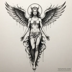 The goddess of victory, nike, her wings are t... - эскиз тату (№1750257274_0, 18.06.2025 14:34) — Tatufoto.com