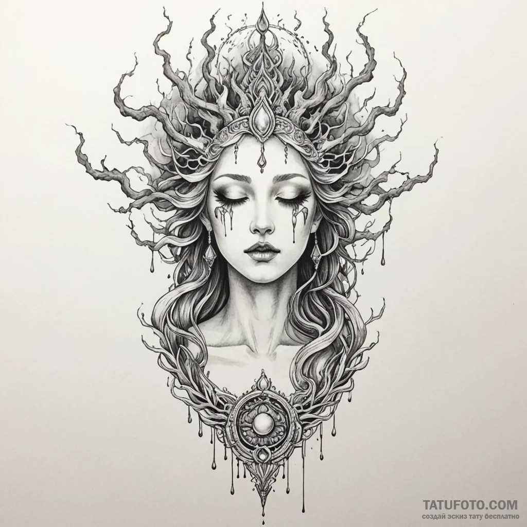 The goddess of dreams, morphia, her form is h... - эскиз тату (№1750258038_0, 18.06.2025 14:47) — Tatufoto.com