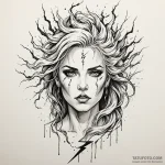A powerful storm goddess, her hair is a thund… — эскиз тату (№1750258101_0, 18.06.2025 14:48) — Tatufoto.com