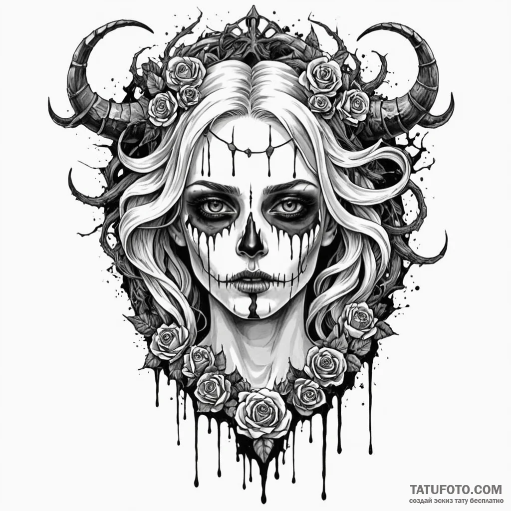 The goddess of the dead, hel, half beautiful... - эскиз тату (№1750259179_0, 18.06.2025 15:06) — Tatufoto.com