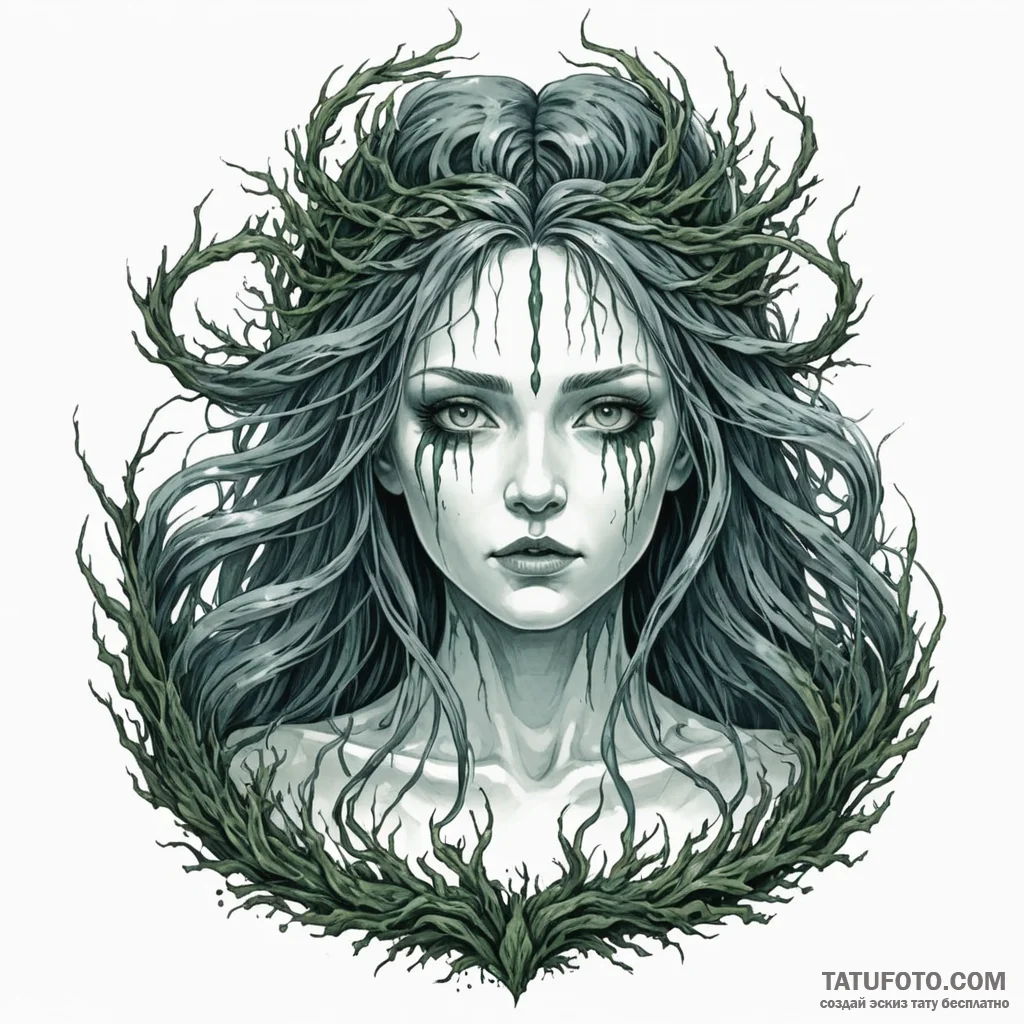 A beautiful but deadly rusalka, a slavic wate... - эскиз тату (№1750259242_0, 18.06.2025 15:07) — Tatufoto.com