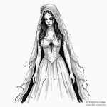 A beautiful ghost bride, her veil is tattered… — эскиз тату (№1750259751_0, 18.06.2025 15:15) — Tatufoto.com