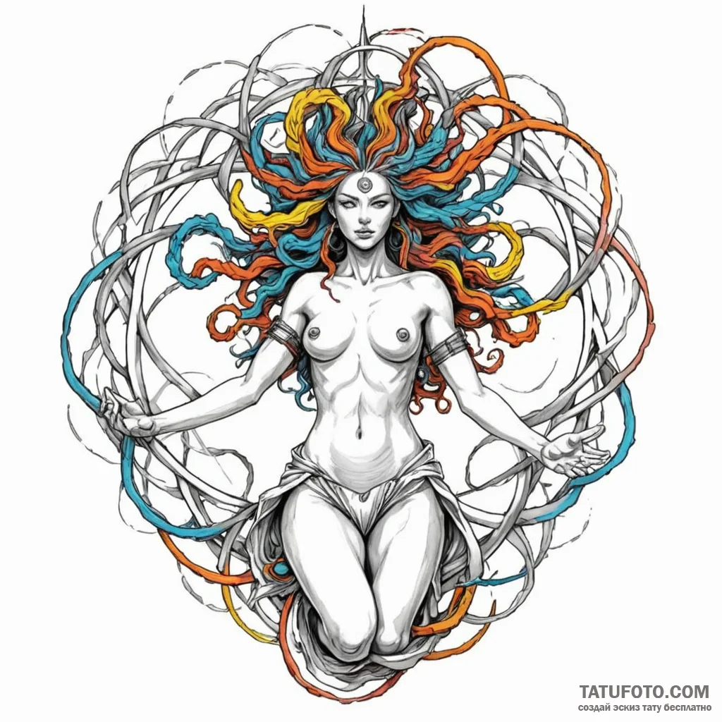 A provocative depiction of a deity of chaos,... - эскиз тату (№1750259878_0, 18.06.2025 15:17) — Tatufoto.com