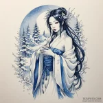 A beautiful yuki-onna (snow woman), luring tr… — эскиз тату (№1750260007_0, 18.06.2025 15:20) — Tatufoto.com