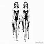 Two women, twins, one dressed in pristine whi… — эскиз тату (№1750260955_0, 18.06.2025 15:35) — Tatufoto.com