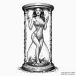 A woman trapped in an hourglass, young and vi… — эскиз тату (№1750261522_0, 18.06.2025 15:45) — Tatufoto.com