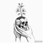 A woman’s hands, one is planting a seed, the… — эскиз тату (№1750261585_0, 18.06.2025 15:46) — Tatufoto.com