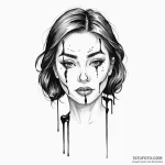 A woman wearing a mask of comedy, but tears o… — эскиз тату (№1750261711_0, 18.06.2025 15:48) — Tatufoto.com