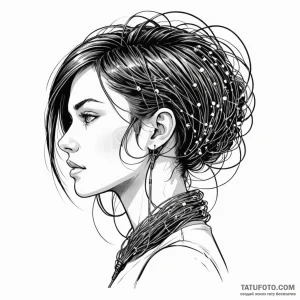 Graphic novel style, a female hacker with dat... - эскиз тату (№1750262534_0, 18.06.2025 16:02) — Tatufoto.com