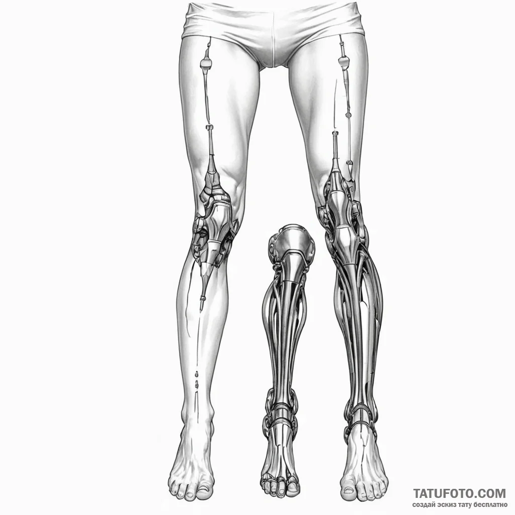 A woman's legs, one is muscular flesh, the ot... - эскиз тату (№1750262599_0, 18.06.2025 16:03) — Tatufoto.com