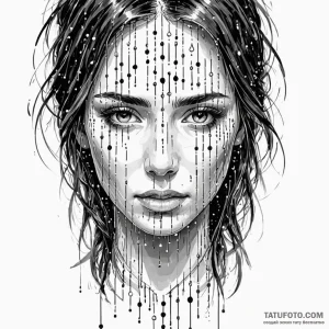 A woman's portrait, her tears are not water,... - эскиз тату (№1750262726_0, 18.06.2025 16:05) — Tatufoto.com