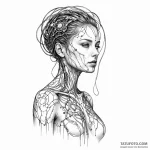 A woman’s body as a circuit board, with river… — эскиз тату (№1750263358_0, 18.06.2025 16:15) — Tatufoto.com