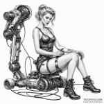 A provocative scene of a mechanic woman repai… — эскиз тату (№1750263548_0, 18.06.2025 16:19) — Tatufoto.com