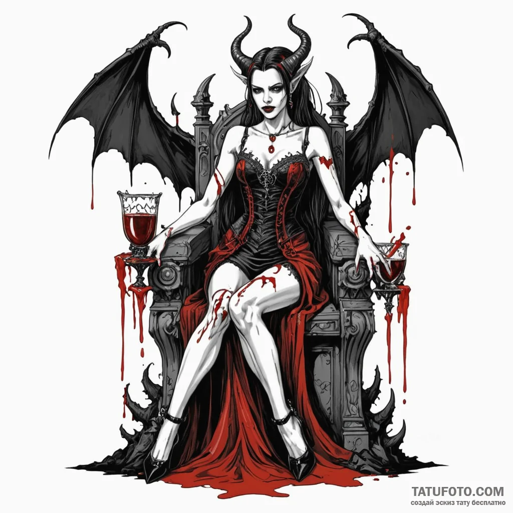 Gothic trash polka, a beautiful vampire queen... - эскиз тату (№1750263611_0, 18.06.2025 16:20) — Tatufoto.com