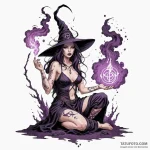 A provocative witch casting a spell, runes gl… — эскиз тату (№1750263738_0, 18.06.2025 16:22) — Tatufoto.com