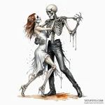 A provocative danse macabre, a beautiful woma… — эскиз тату (№1750264367_0, 18.06.2025 16:32) — Tatufoto.com