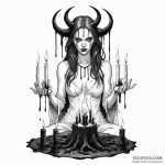 A powerful sorceress summoning a demon from a… — эскиз тату (№1750264493_0, 18.06.2025 16:34) — Tatufoto.com