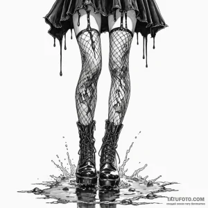 A woman's legs in torn fishnet stockings and... - эскиз тату (№1750264556_0, 18.06.2025 16:35) — Tatufoto.com