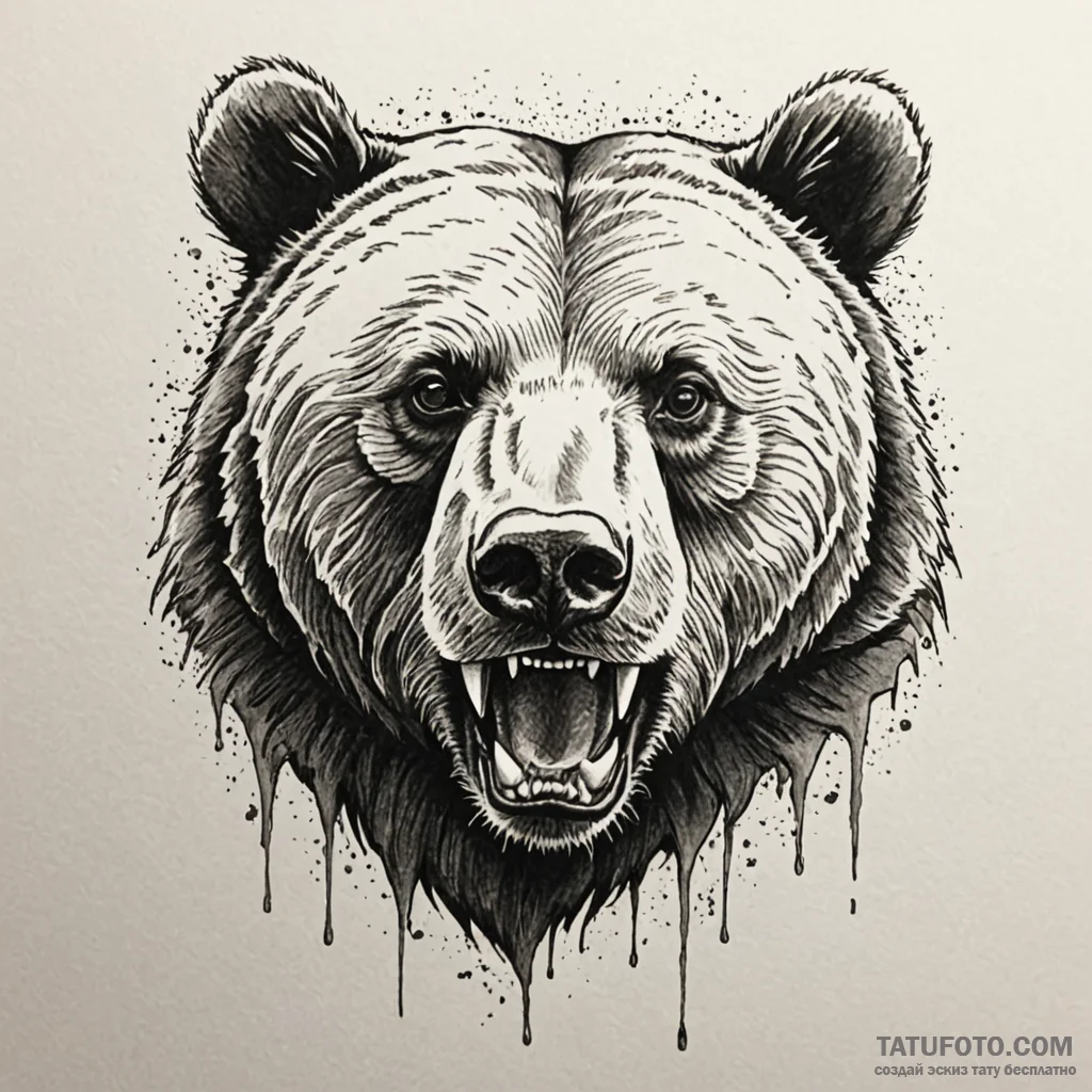 Grizzly bear with claws of sharpened steel, a... - эскиз тату (№1750265125_0, 18.06.2025 16:45) — Tatufoto.com