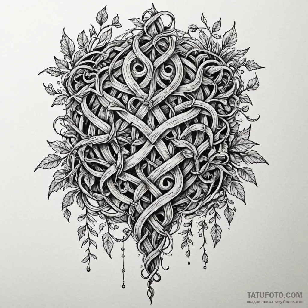 Locked vines strangling relic, artistic tatto... - эскиз тату (№1750265253_0, 18.06.2025 16:47) — Tatufoto.com