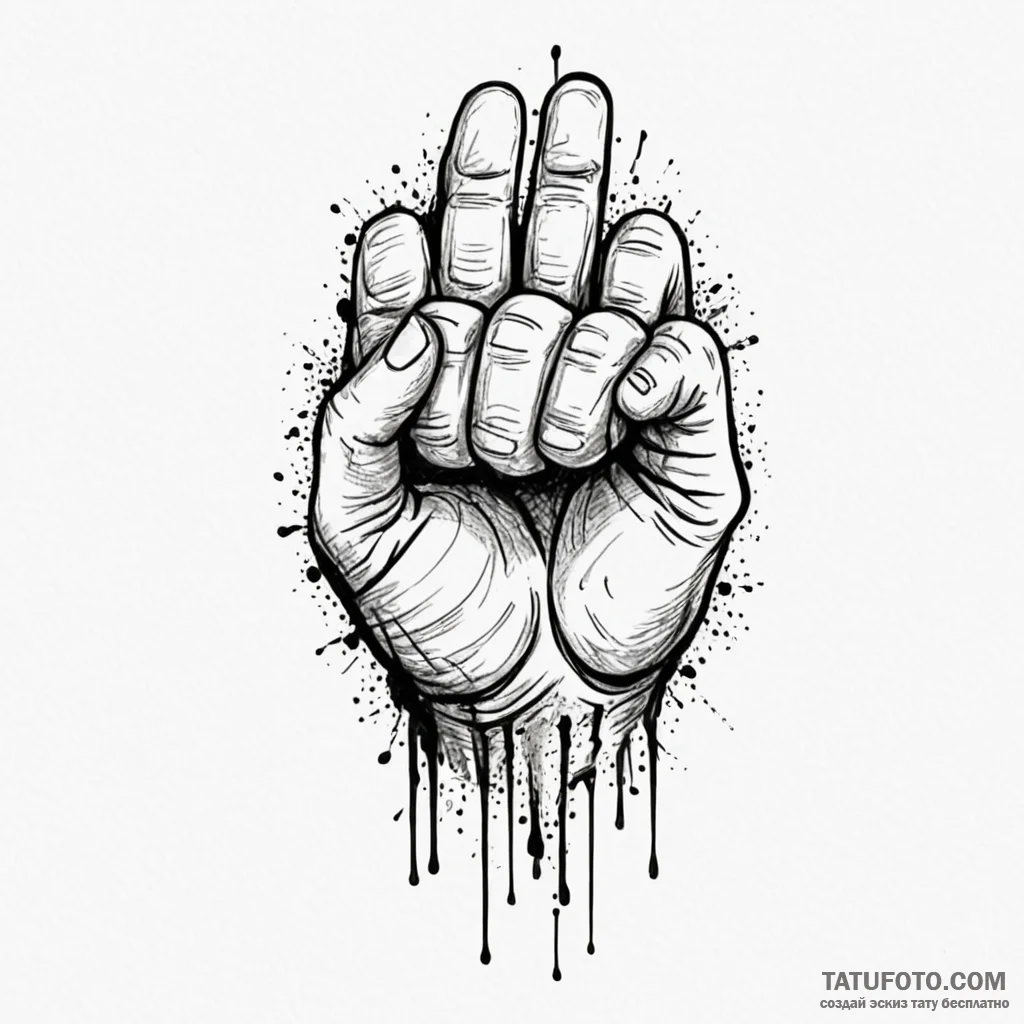 Fist, ink illustration for tattoo, rough sket... - эскиз тату (№1750266027_0, 18.06.2025 17:00) — Tatufoto.com