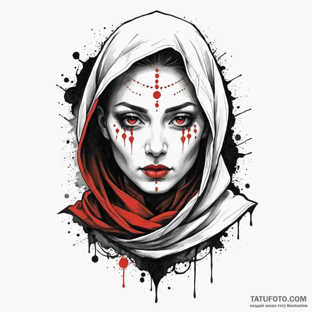 Monk eyes beneath spectral cowl, tattoo drawi... - эскиз тату (№1750266091_0, 18.06.2025 17:01) — Tatufoto.com