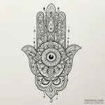 Hamsa, concept art for tattoo, minimalist app… — эскиз тату (№1750266285_0, 18.06.2025 17:04) — Tatufoto.com