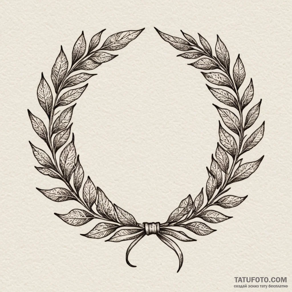 Laurel wreath, symbolizing victory and honor,... - эскиз тату (№1750266479_0, 18.06.2025 17:07) — Tatufoto.com