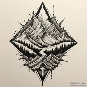 Mountain split by lightning, concept art for... - эскиз тату (№1750266936_0, 18.06.2025 17:15) — Tatufoto.com