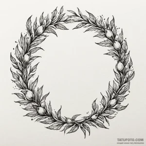 Laurel wreath made of thorny branches, tattoo... - эскиз тату (№1750267001_0, 18.06.2025 17:16) — Tatufoto.com