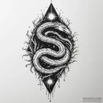 Meteor serpent crowned with roots, ink illust… — эскиз тату (№1750267067_0, 18.06.2025 17:17) — Tatufoto.com