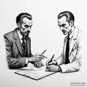 Doctor faustus signing a contract with a shad... - эскиз тату (№1750267261_0, 18.06.2025 17:21) — Tatufoto.com