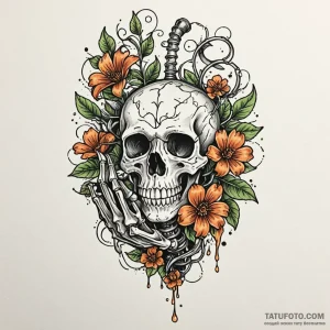 Tattoo machine held in a skeletal hand, drawi... - эскиз тату (№1750268051_0, 18.06.2025 17:34) — Tatufoto.com