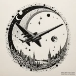 Stealth bomber silhouette against a full moon… — эскиз тату (№1750270063_0, 18.06.2025 18:07) — Tatufoto.com