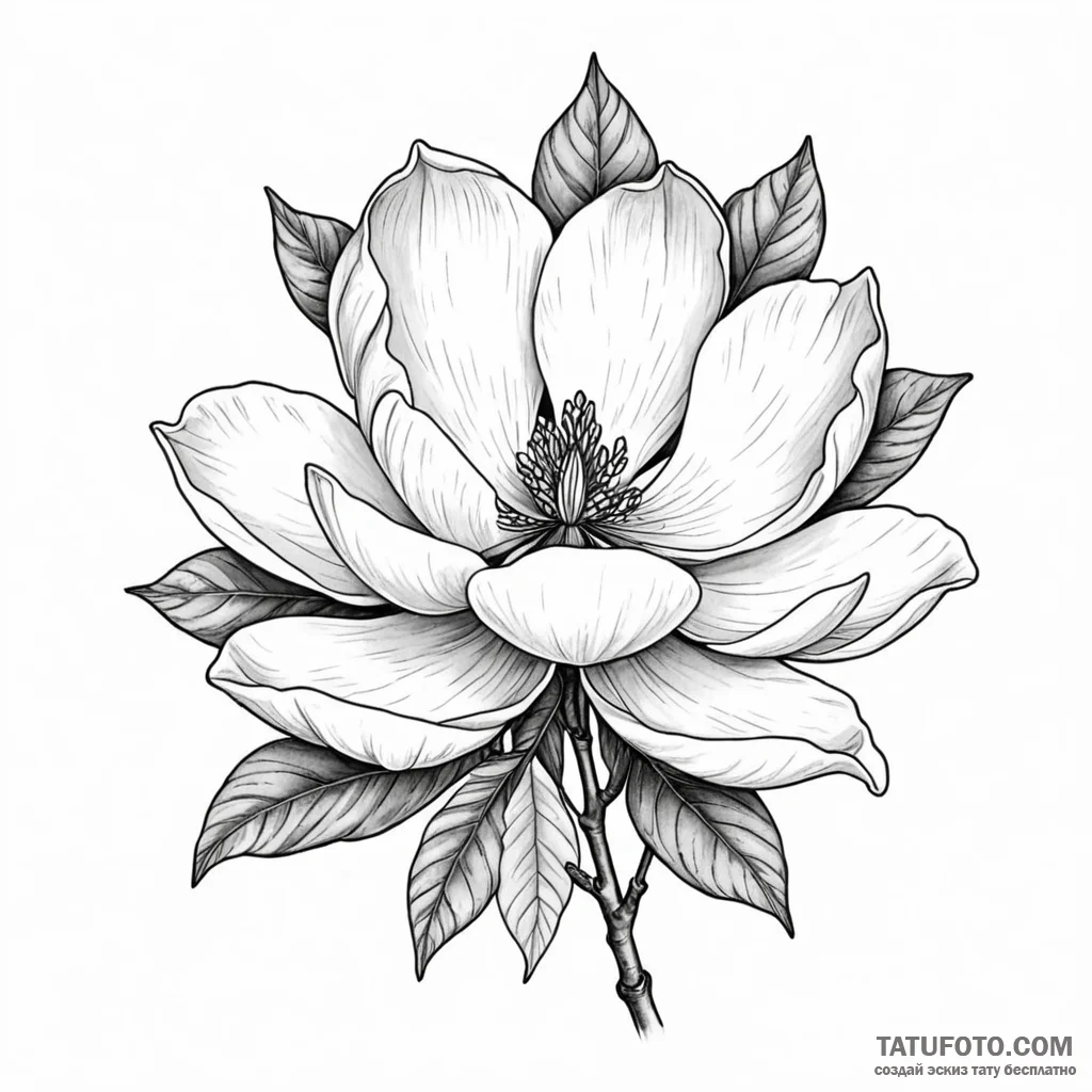Magnolia - эскиз тату (№1750271487_0, 18.06.2025 18:31) — Tatufoto.com