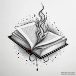 A powerful burning book with pages flying, kn… — эскиз тату (№1750271551_0, 18.06.2025 18:32) — Tatufoto.com