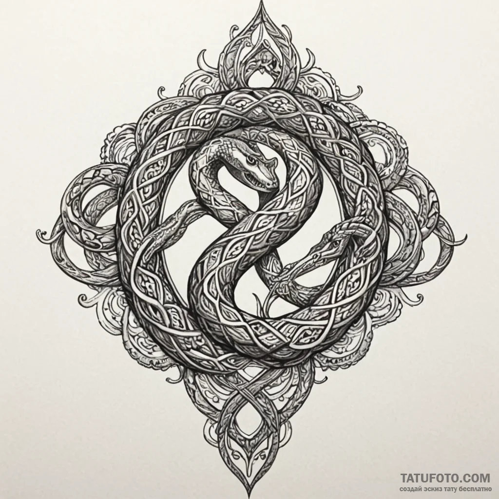 Infinity symbol as two intertwined snakes, co... - эскиз тату (№1750272726_0, 18.06.2025 18:52) — Tatufoto.com