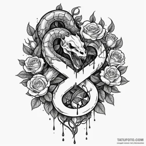 Onyx serpent devouring rune, artistic tattoo... - эскиз тату (№1750274360_0, 18.06.2025 19:19) — Tatufoto.com