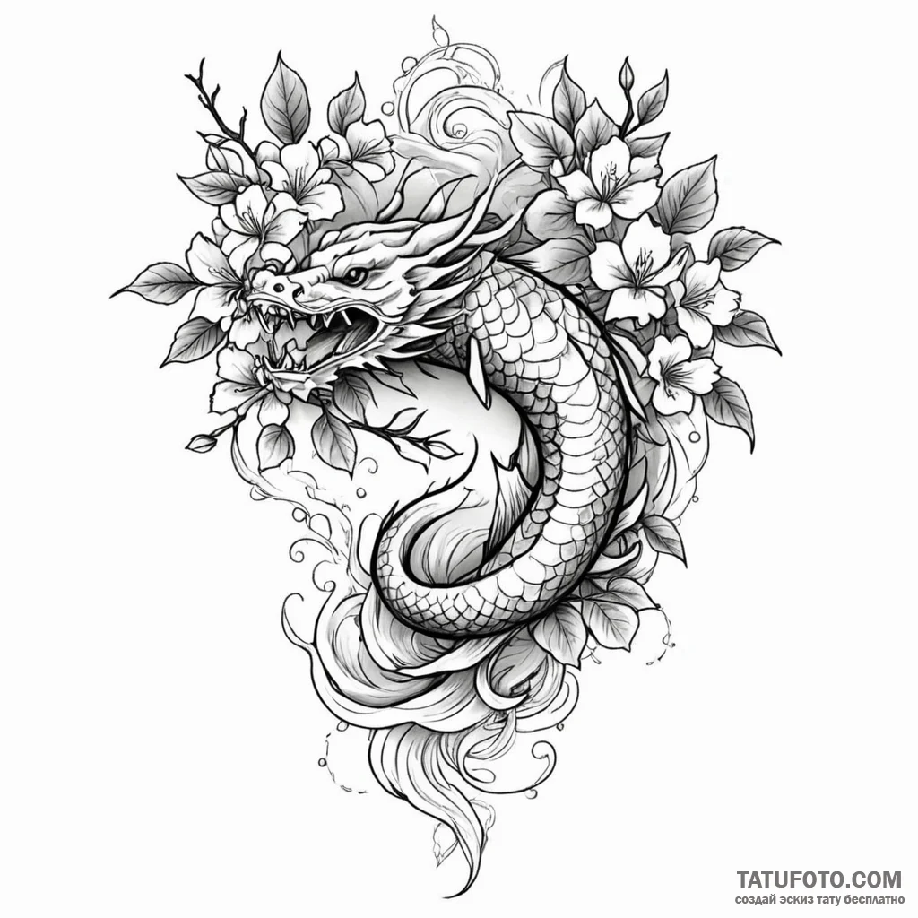 A vibrant bougainvillea plant climbing a wall... - эскиз тату (№1750274424_0, 18.06.2025 19:20) — Tatufoto.com
