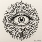 Unblinking eye at the center of a labyrinth,… — эскиз тату (№1750274553_0, 18.06.2025 19:22) — Tatufoto.com