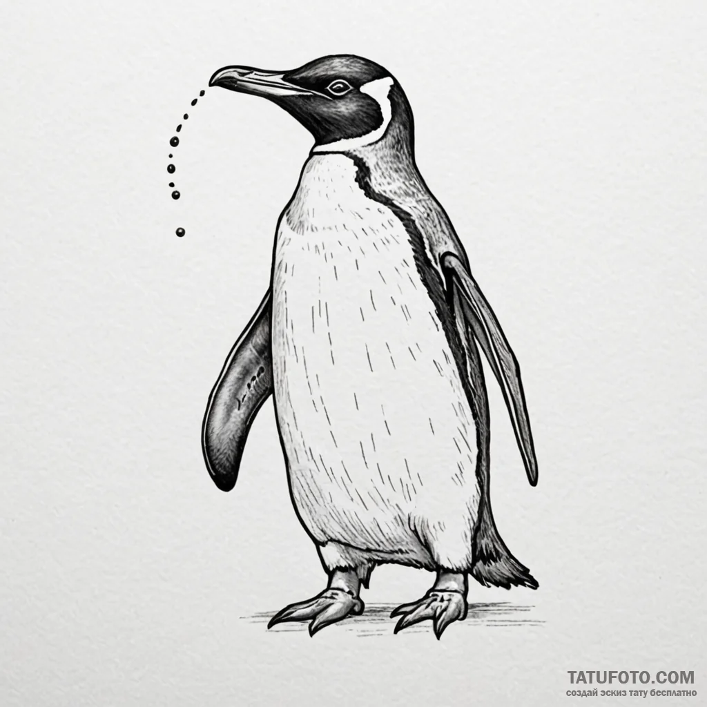 Penguin, tattoo sketch design, soft whip shad... - эскиз тату (№1750275316_0, 18.06.2025 19:35) — Tatufoto.com