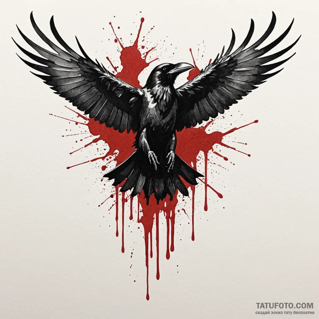 Raven blood dripping from talon, artistic tat... - эскиз тату (№1750275957_0, 18.06.2025 19:45) — Tatufoto.com