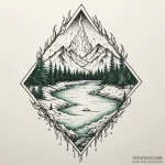 Emerald flame beneath frozen river, concept a… — эскиз тату (№1750276147_0, 18.06.2025 19:49) — Tatufoto.com