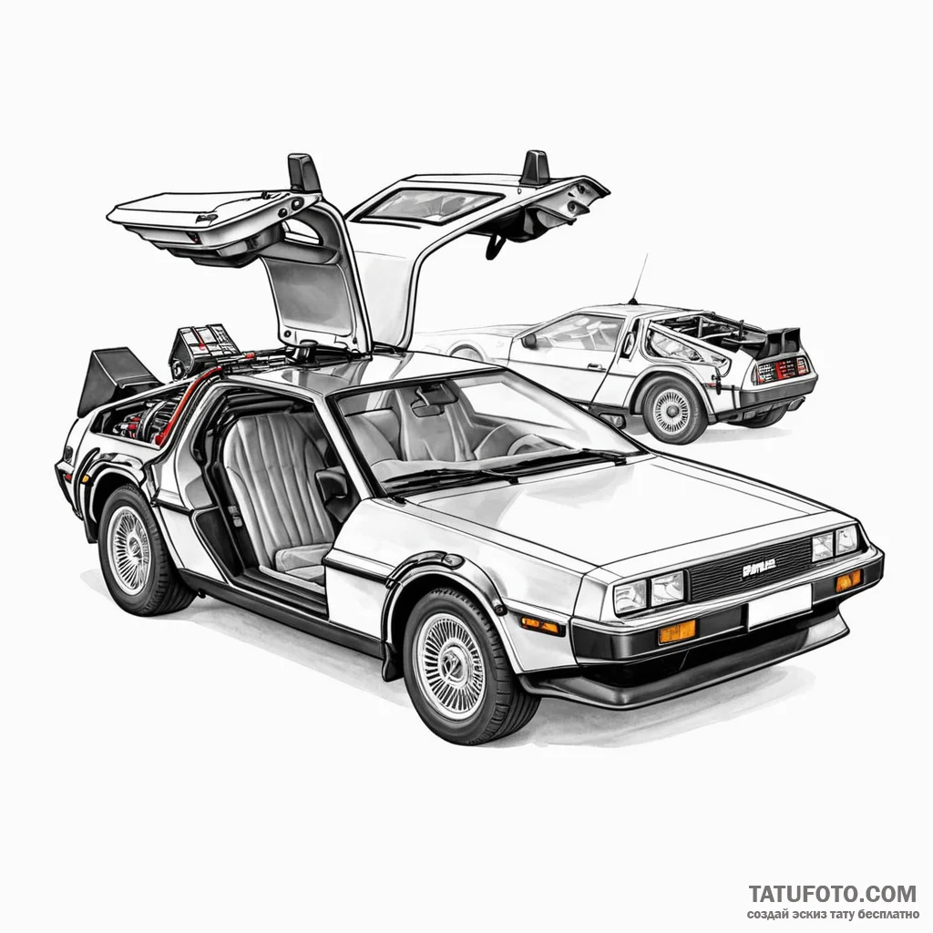The delorean time machine - эскиз тату (№1750276339_0, 18.06.2025 19:52) — Tatufoto.com