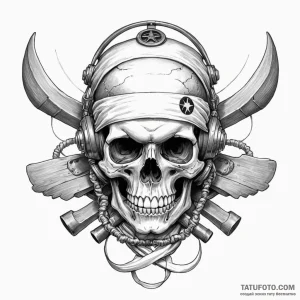 Kamikaze pilot's headband (hachimaki) tied ar... - эскиз тату (№1750276532_0, 18.06.2025 19:55) — Tatufoto.com