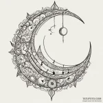 Moon phases etched in blade, tattoo line art,… — эскиз тату (№1750276787_0, 18.06.2025 19:59) — Tatufoto.com