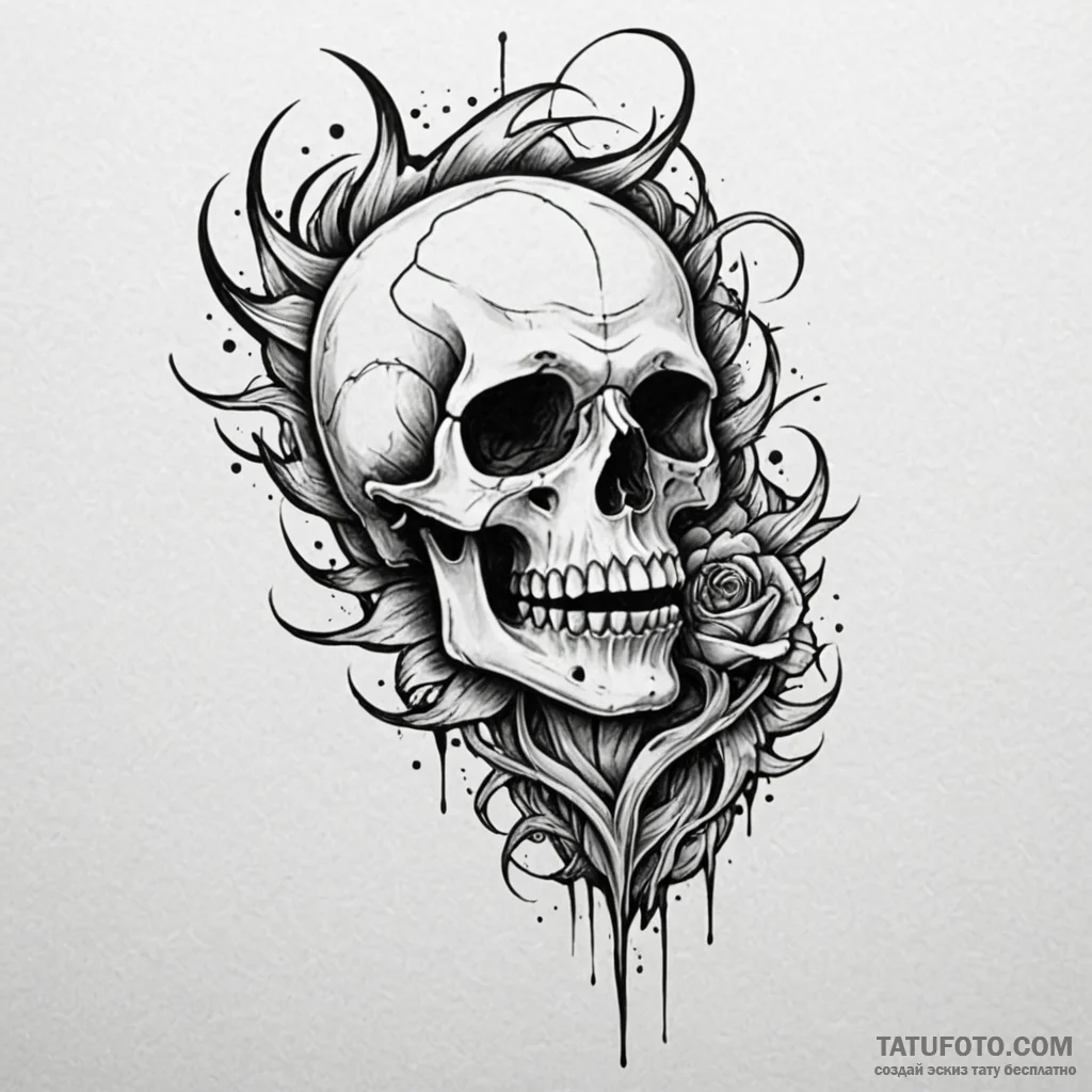 Death with oblique, tattoo sketch design, on... - эскиз тату (№1750279580_0, 18.06.2025 20:46) — Tatufoto.com