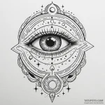 Totem eye beneath celestial moon, tattoo line… — эскиз тату (№1750280471_0, 18.06.2025 21:01) — Tatufoto.com