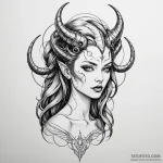 Lilith depicted as a cybernetic demoness, tat… — эскиз тату (№1750280598_0, 18.06.2025 21:03) — Tatufoto.com